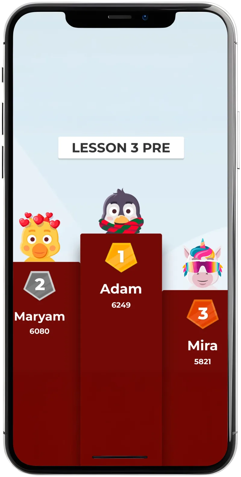 App screen - lesson leaderboard